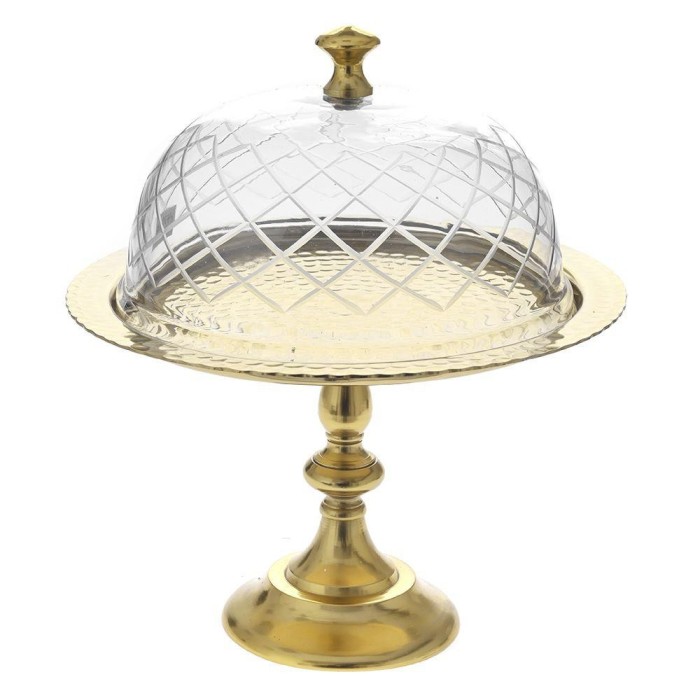 VASSOIO METALLO ORO VETRO 28X35CM